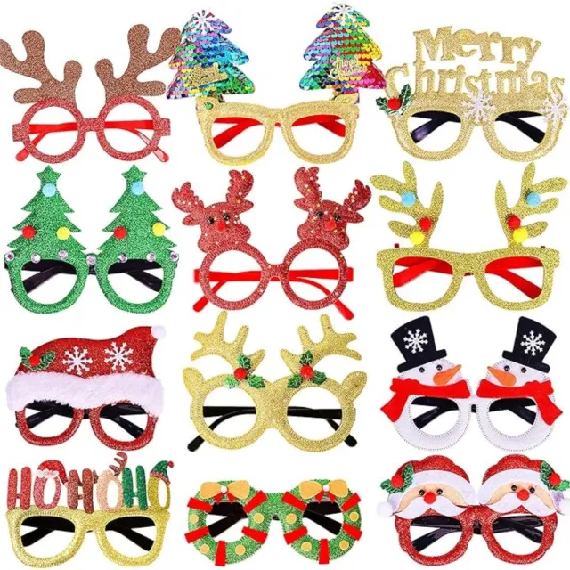 FLOOQ Kerst Brillen set 12 stuks - Kerstdecoratie voor binnen - Kerstboomversiering Rood