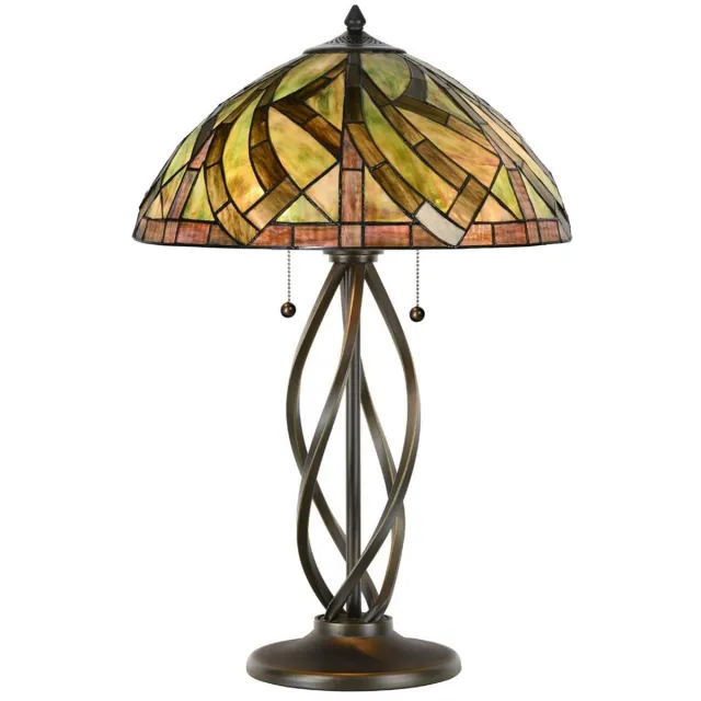 Coloured by Art Tiffany Tafellamp Salsa Willow - Art Deco Trade Donkergroen