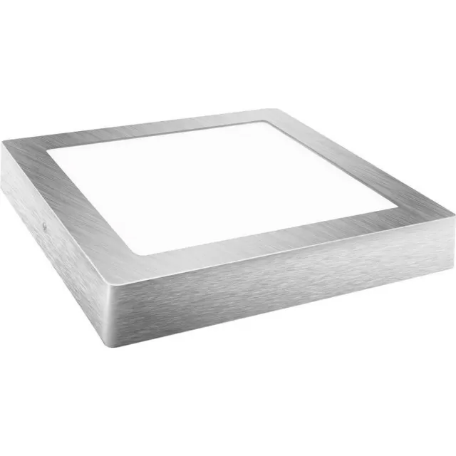 ABC-Led LED plafondlamp - opbouw vierkant - Warm wit - zilver - 12W rvs kleurig