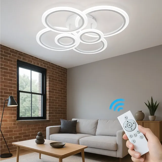 Lichtendirect Plafonniere- Plafondlamp- Ringen- Woonkamerlamp- keukenlamp- Afstandsbediening- Dimbaar- 3 Licht kleuren- Wit