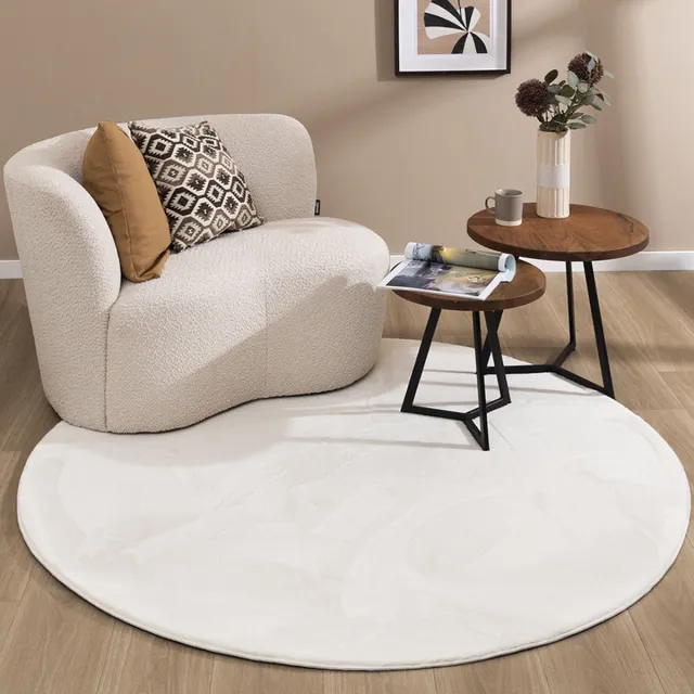 NATURL. Rond laagpolig vloerkleed - Cozy Wit - Ø 120cm