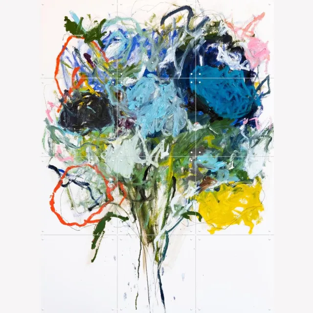 IXXI Ranunculus 07, Leigh Viner - 60 x 80 cm - Grote wanddecoratie en posters - Abstract, Kleurrijk, Olieverf, Slaapkamer, Woonkamer, Botanisch Blauw