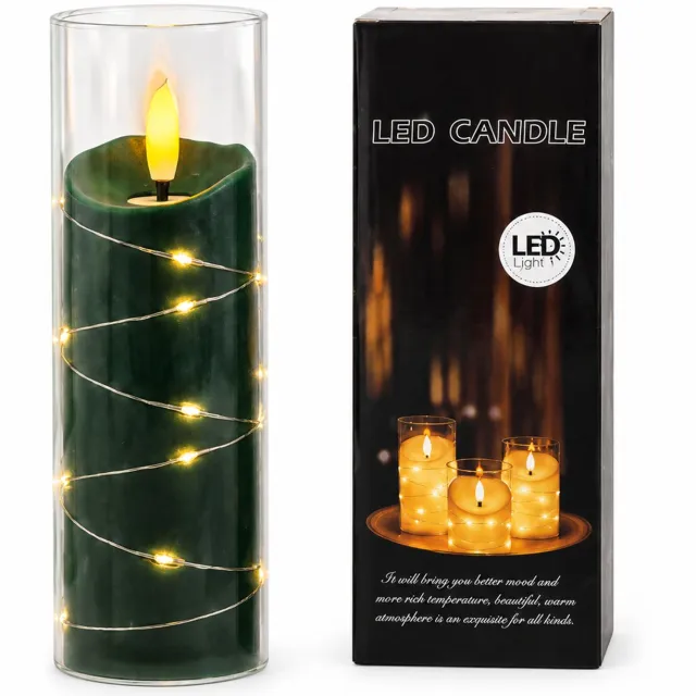 SWGOTA led kaarsen - 1 groene kaars met lichtdraad, 5,5 x 15 cm, inclusief batterijen en doos