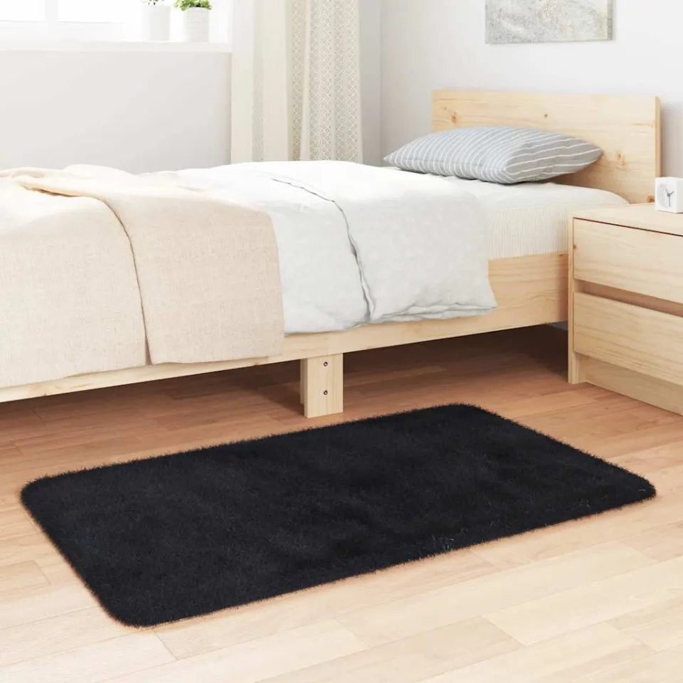 vidaXL Hoogpolig vloerkleed NAVARRA 60x100 cm polyester zwart, foto 3