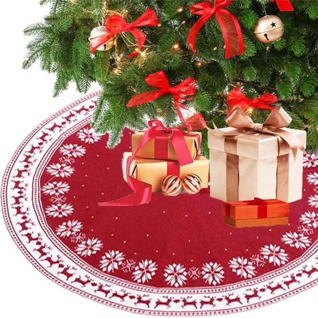 Mrilary Kerstboomrok Rood-Wit 122cm - Kerstkleed - Kerstboomkleed - Kerst Versiering met Rendieren en Sneeuwvlokken - 1 Stuk Rood‑Wit:122cm