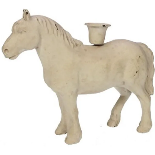 MEA Kandelaar paard creme 21,5x6,5x18cm Zie foto