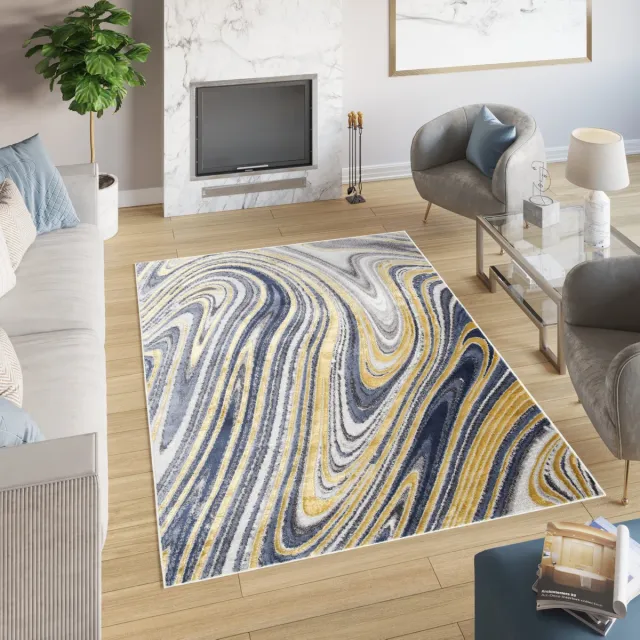 Tapiso Shine Vloerkleed Tapijt Abstract Slaapkamer Geel