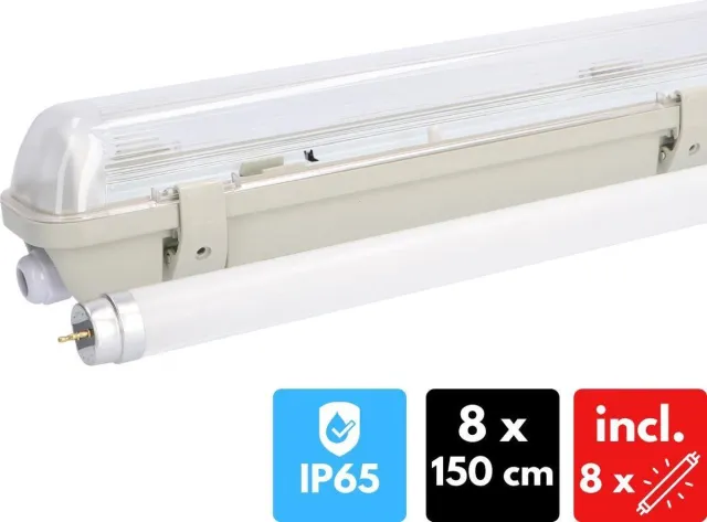 Proventa EcoPlus LED TL Balken compleet 8 x 150 cm - Waterdicht & Slagvast - 8Pack Wit