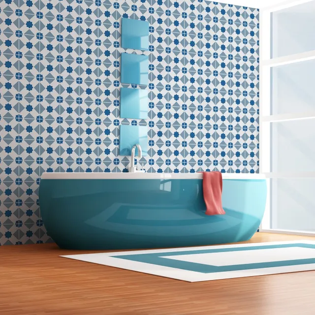 Ambiance Sticker Zelfklevende tegelmuurstickers voor keuken en badkamer - 60 cementtegelstickers, Azulejos-stijl, Lisela-design - 60 stickers, 20x20 cm Multi color
