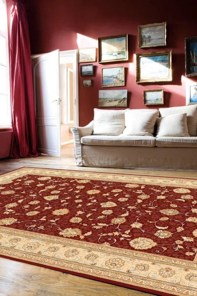 OSTA Nobility – Vloerkleed – Tapijt – geweven – wol – decolan – duurzaam - modern - klassiek - Rood/Beige – 67x240