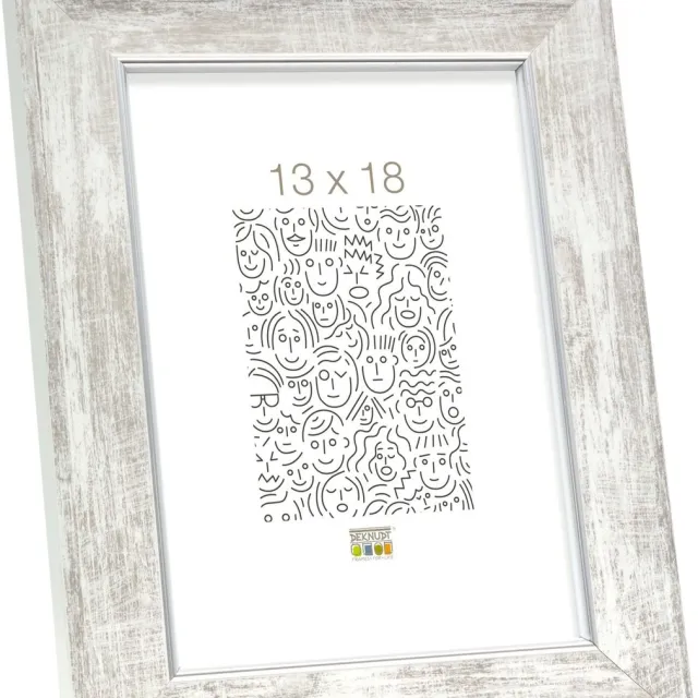 Deknudt Frames fotolijst S46EE1 - wit met zilver biesje - 13x18 cm