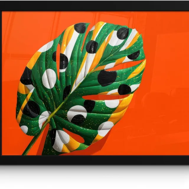 FrameYourWall Poster in lijst - Fotolijst 40x30 cm - Posters - 3-2 - Posterlijst zwart - Decoratie - Wanddecoratie woonkamer - Muurdecoratie slaapkamer Blad - Stippen