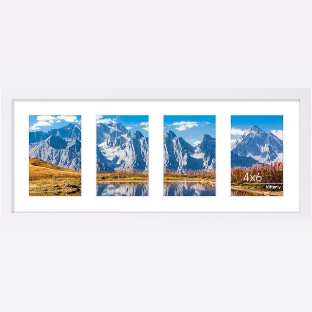 Homaxy Fotolijst - Homaxy - Kan 4 Foto's Van 9 x 14 cm Met Rand Of 1 Foto Van 19 x 49 cm Zonder Rand Weergeven - Moderne Stijl - Wit