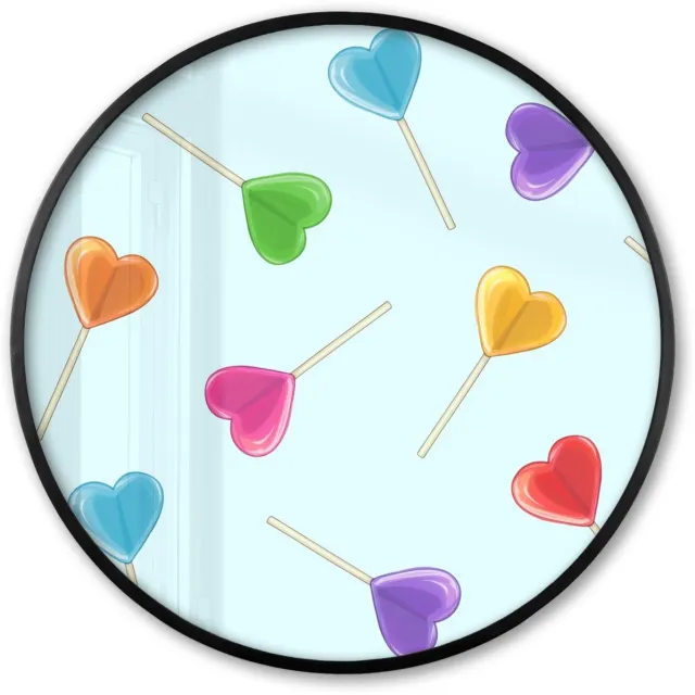 FrameYourWall Poster in lijst Rond - Fotolijst 80x80 cm - Posters - Lolly - Regenboog - Snoep - Ronde posterlijst zwart - Decoratie - Wanddecoratie woonkamer - Muurdecoratie slaapkamer