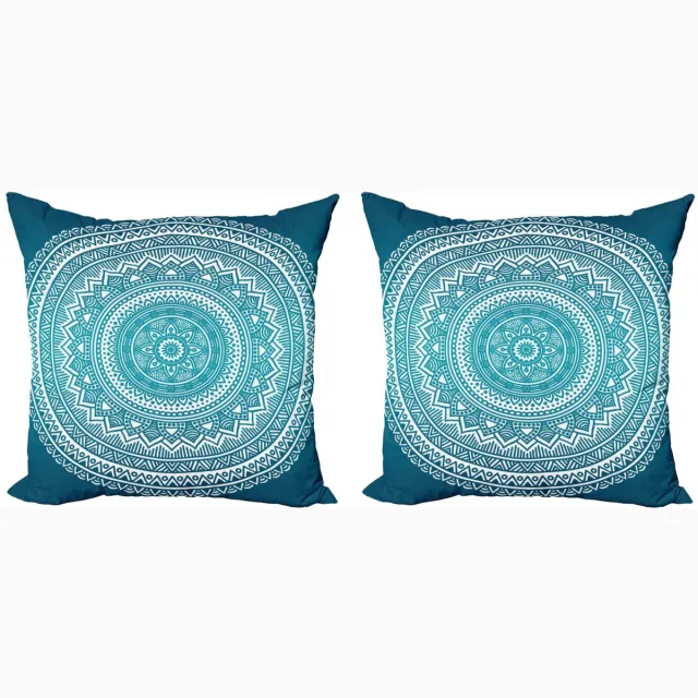 ABAKUHAUS Turquoise Ombre Kussenhoezen – 2x50x50 cm – Dubbelzijdig bedrukt – Rits dunkle Türkis