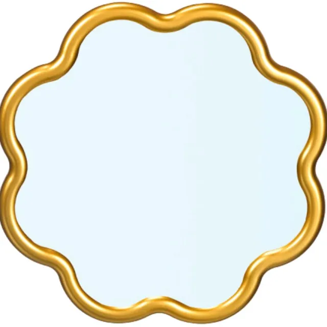 Giftdecor Spiegel flower - goud - 40 x 40 cm - bloem vorm - wandspiegel Goudkleurig