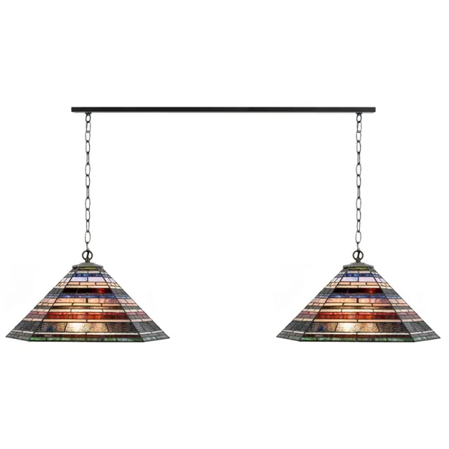 Coloured by Art 2 x Tiffany Industrial met ketting lampen aan plafondbalk - Art Deco Trade Zwart