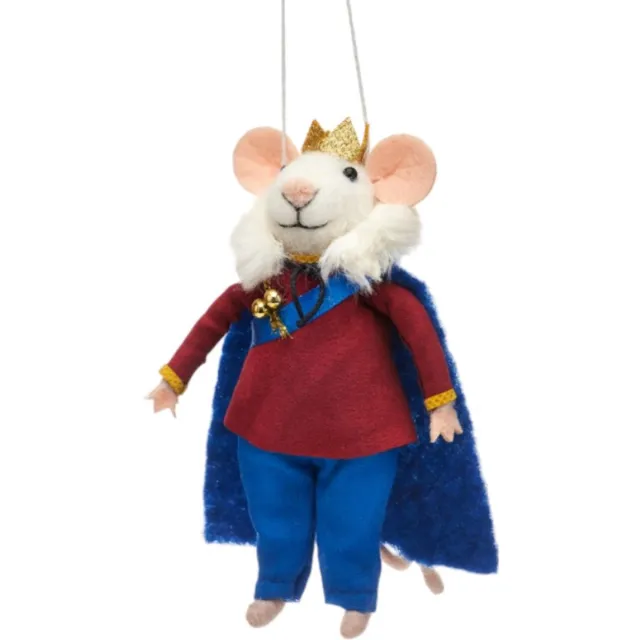 Sass & Belle Muis Koning vilten kersthanger - Sass & Belle Blauw/rood