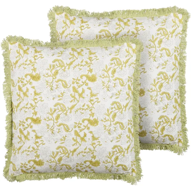 Beliani FILIX - Sierkussen set van 2 - Lichtgroen - 45 x 45 cm - Katoen