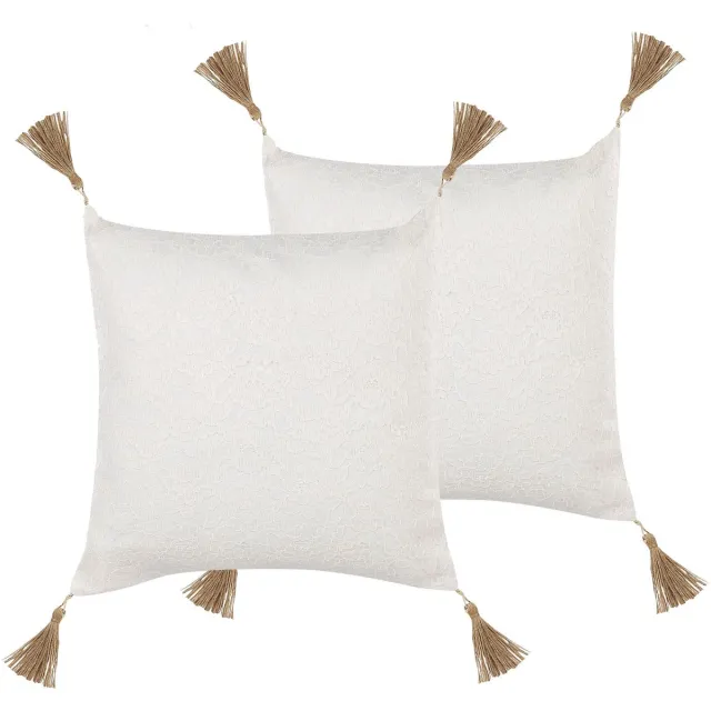 Beliani AZALEA - Sierkussen set van 2 - Lichtbeige - 45 x 45 cm - Polyester