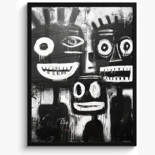 FrameYourWall Poster in lijst - Fotolijst 50x70 cm - Posters - Schilderij - Figuren - Zwart - Abstract - Posterlijst zwart - Decoratie - Wanddecoratie woonkamer - Muurdecoratie slaapkamer
