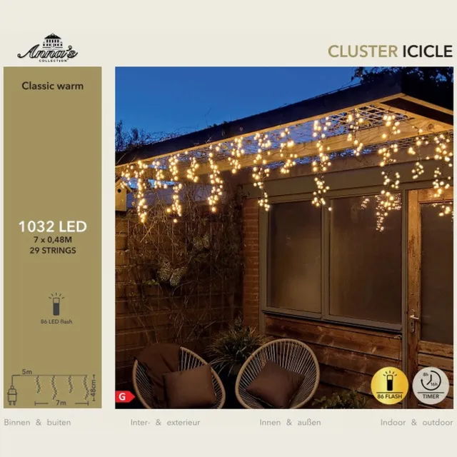 Anna's Collection Ijspegelverlichting - 1032 leds - klassiek warm wit - 700 cm - knipperfunctie