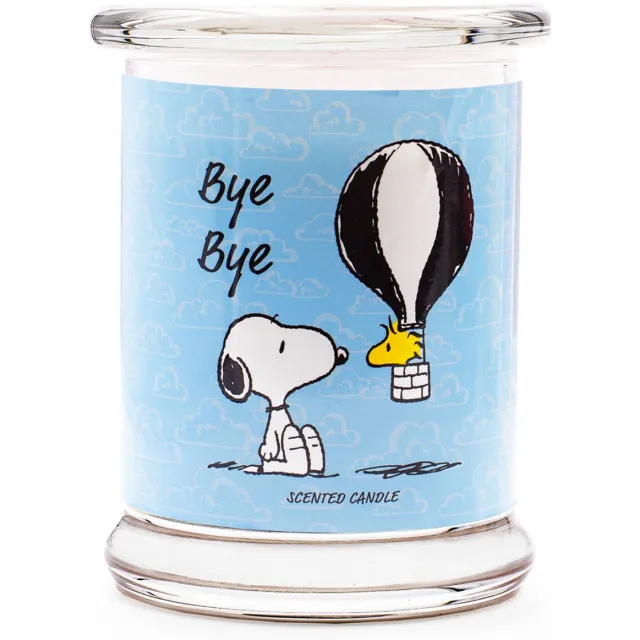 Snoopy Peanuts - Snoopy geurkaars Bye Bye - 250 g Wit met blauw