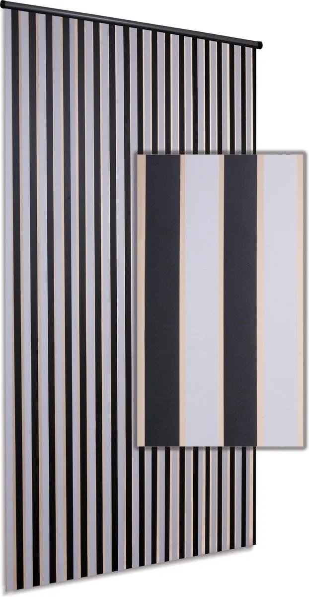 DEGOR Vliegengordijn/deurgordijn Linten HQ - Zwart/Wit - 90x220 cm