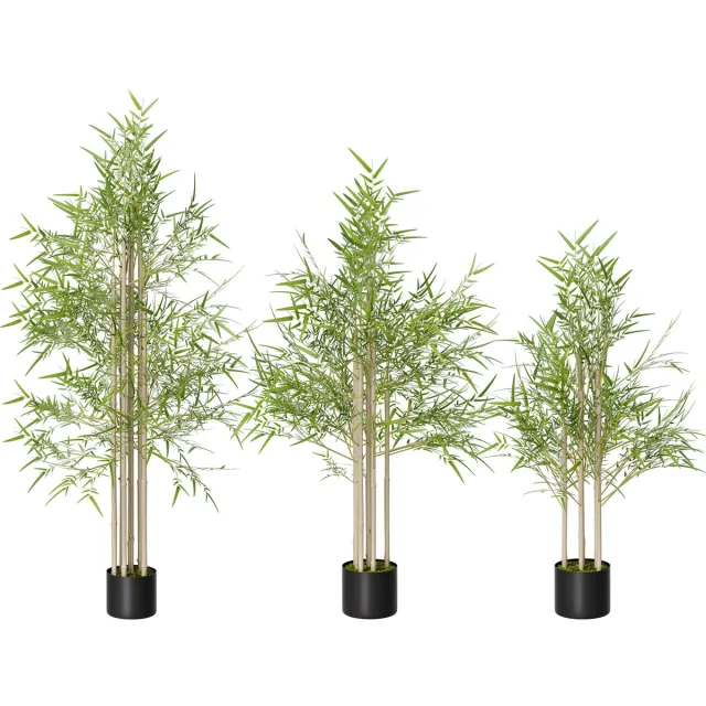 Aufun Kunstplanten Bamboe 100 cm - Echtgetrouwe met natuurlijk houten stam, decoratie voor woonkamer slaapkamer kantoor Groente