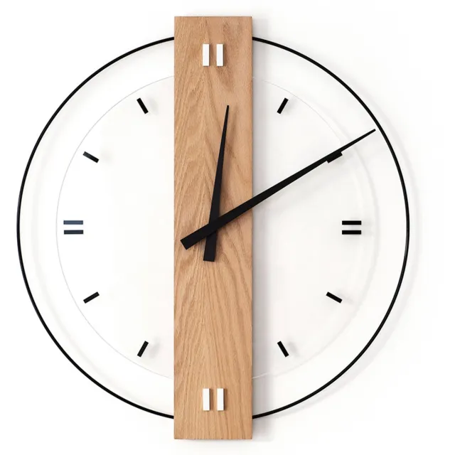 Mainius Nordic Wandklok Hout & Acryl – 30 & 40 cm - Scandinavische Design Muurklok – Geruisloos Quartz – Modern Horloge Mural voor Woonkamer / Living / Kantoor Transparant/Wit/Bruin