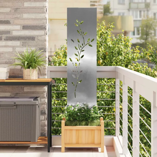 vidaXL Tuin Privacy Screen Bloemen Zilver 32 x 140 cm Roestvrij staal