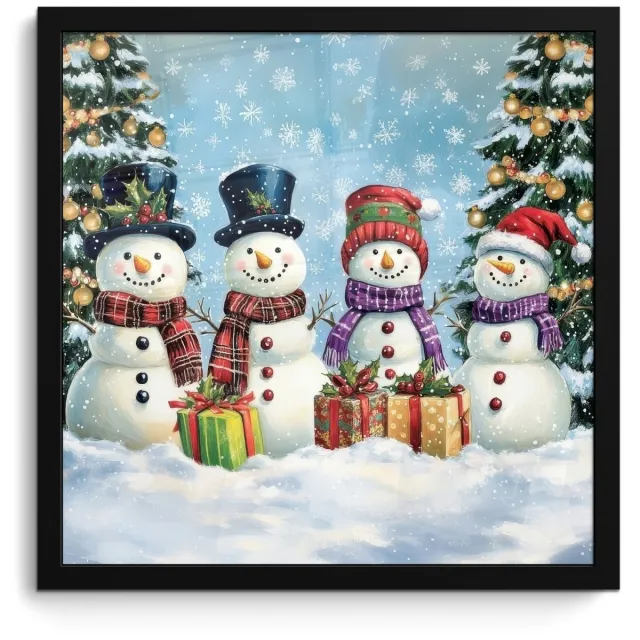 FrameYourWall Poster in lijst - Fotolijst 40x40 cm - Posters - Vrolijk - Sneeuw - Kleurrijk - Posterlijst zwart - Decoratie - Wanddecoratie woonkamer - Muurdecoratie slaapkamer
