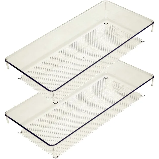 PLASTICFORTE Lade organizer Skuff - 2x - transparant - kunststof - 30 x 15 x 5 cm - modulair - ladeverdeler