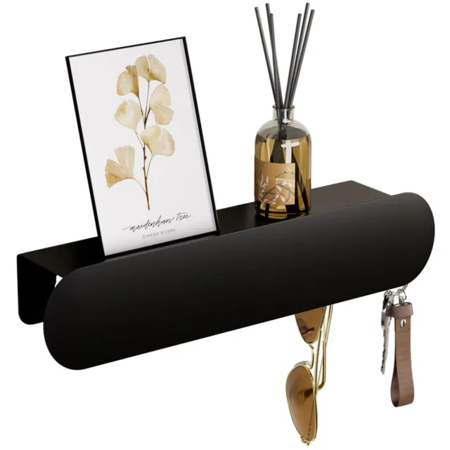 Eleganca Wandkapstok Zwart - 6 Verborgen Haken - Muurbevestiging - Sleutelhouder - Metaal - Sleutelkastje - Handdoekrekje - Tassenrekje