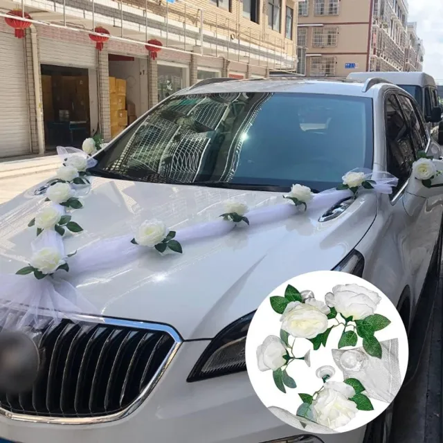 Zyronn Witte roos kunstbloem voor trouwautodecoratie bruidsautodecoratie deurklinklinten zijden bloem