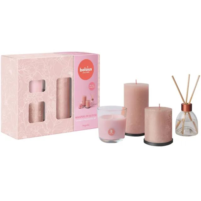 Bolsius geschenkset - Whispers of Bloom - Magnolia (set van 4) roze