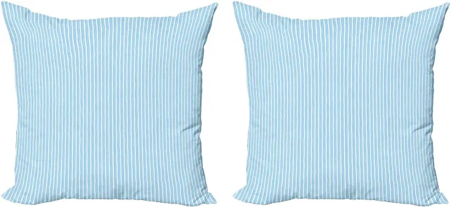 ABAKUHAUS Nadelstreifen Sierkussenhoes Set van 2, Ungleiche Crooked breite Lijnen, Modern Accent Dubbelzijdige Digitale Print, 50x50, Licht Azure Blauw