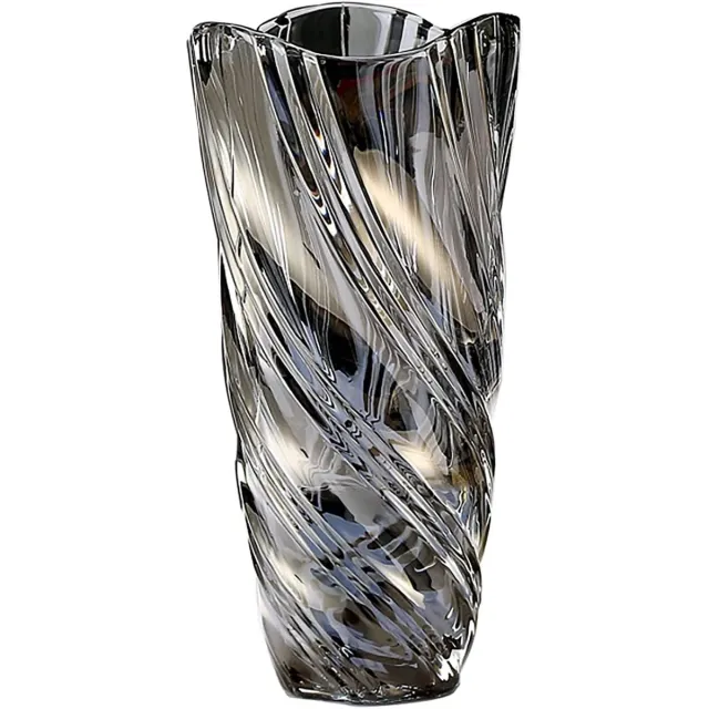 Famanu Glazen bloemenvaas - 24 cm hoge moderne minimalistische bloemenvaas - Noordse kristal decoratieve handgemaakte vaas bloemschikking decoratie voor thuis kantoor decor - cadeau voor bruiloft housewarming grijs-2