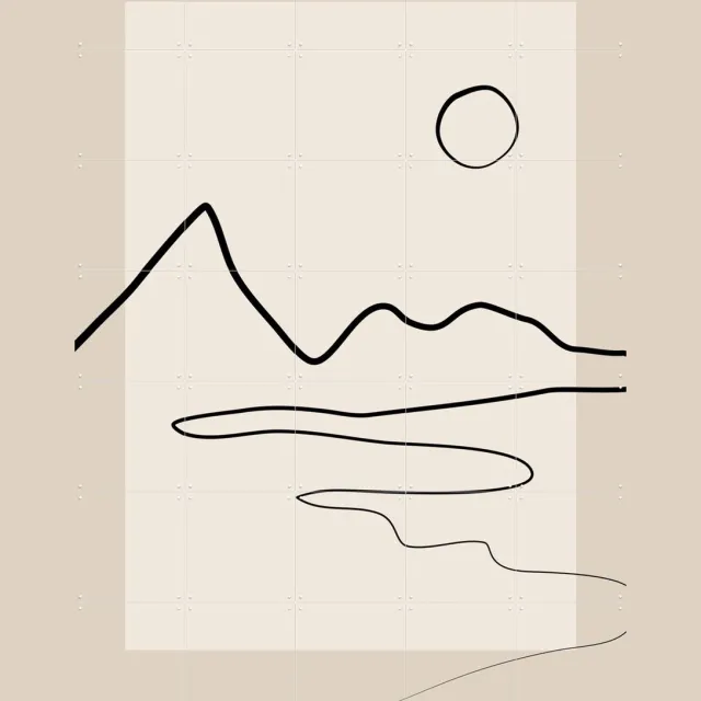IXXI Line art 2, Elena Ristova & Various - 100 x 140 cm - Grote wanddecoratie en posters - Abstract, Grafisch Ontwerp, Line art, Abstract Zwart / Wit / Beige
