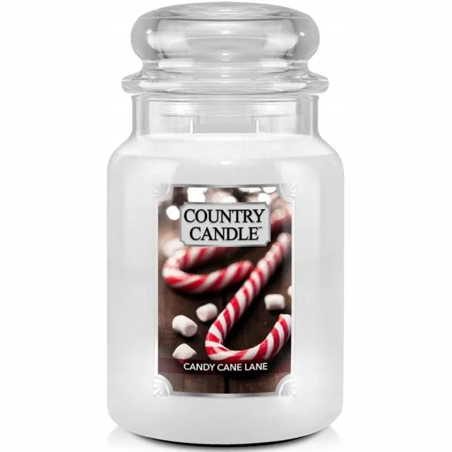 Country Candle Landkaars Grote Geurkaars Candy Cane Lane - 2 stuks Red