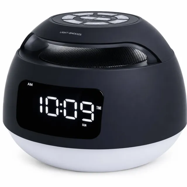 SWGOTA Zwarte oplaadbare digitale LED-tafelwekker met nachtlamp en knoppen bovenop
