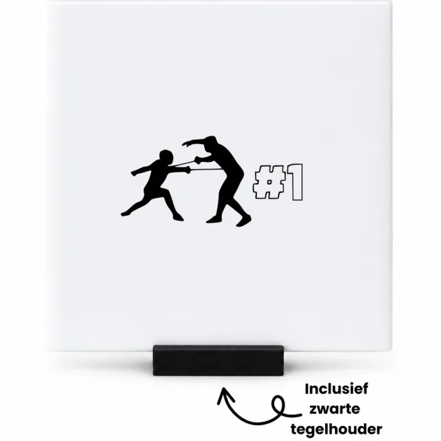 Hacebo Schermen tegeltje met tegelhouder - Sport - Familie vrienden - tegeltjes met tekst - Cadeau - spreuktegels - 10.8x10.8 CM Wit