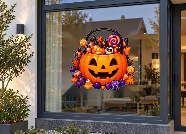 De Stickerman Halloween Raamsticker 75cm Breed Herbruikbaar Weerbestendig (CV11) Multi