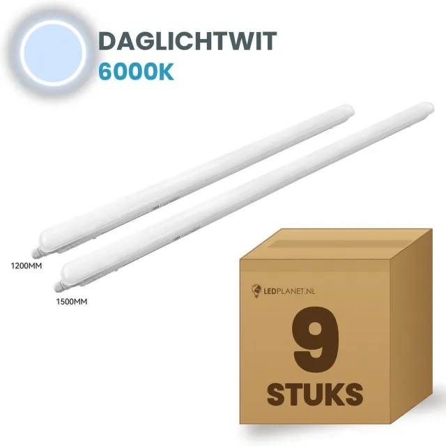 Tsong TL armatuur Tri Proof 1200mm 9 stuks - 36W 5580lm - Daglichtwit 6000K - DALI dimbaar - Koppelbaar - IP65 - 230V