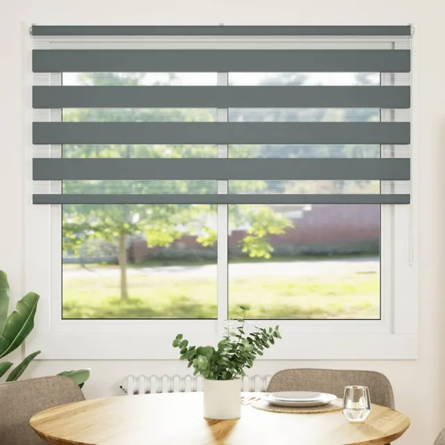 vidaXL Zebra rolgordijn 155x100 cm stofbreedte 150,9 cm donkergrijs grijs