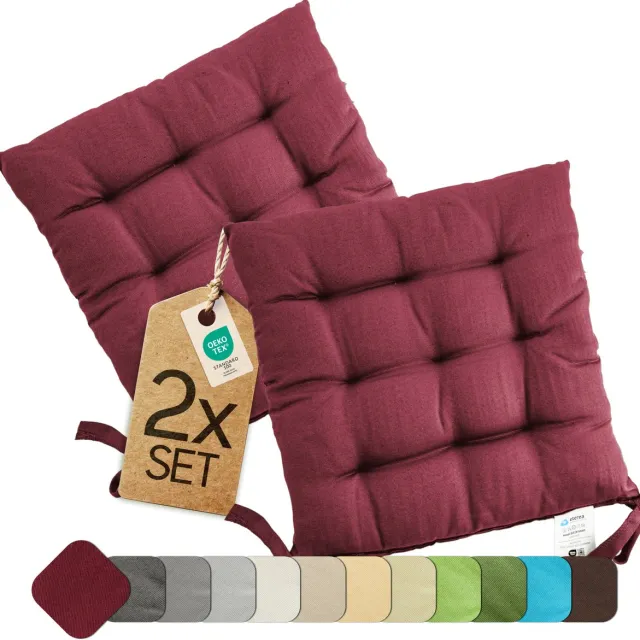 etérea Himmlische Qualität etérea Basic Zitkussen Stoelkussen - Seat Cushion 2 Stuk - 40x40 cm - Bordeaux Rood