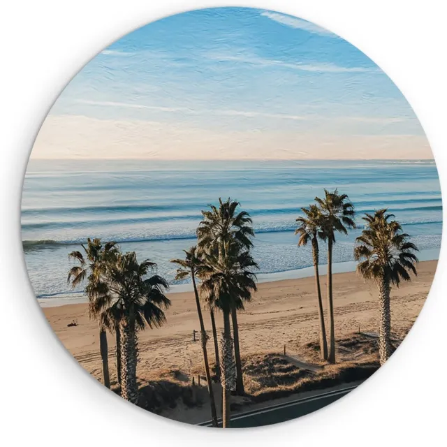 Saammp Muurcirkel Hout - Strand met palmbomen - Landschap - Natuur - Ø 80 - Wandcirkel - Wanddecoratie Cirkel - Muurdecoratie Woonkamer - Slaapkamer decoratie - Rond Schilderij