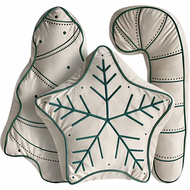 Beliani JOLLYTRIO - Sierkussen set van 3 - Lichtbeige/Groen - Fluweel