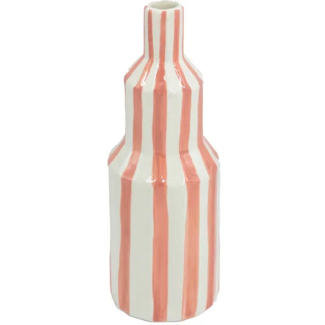 Homebound by Kolony HomeBound by KY | Aardewerk vaas stripe peach | bloemenvaas aardewerk gestreept Roze
