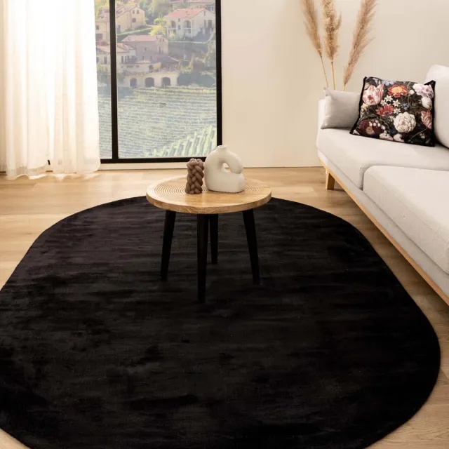 Paon Brillant Viscose vloerkleed ovaal - Glamour zwart 200x300
